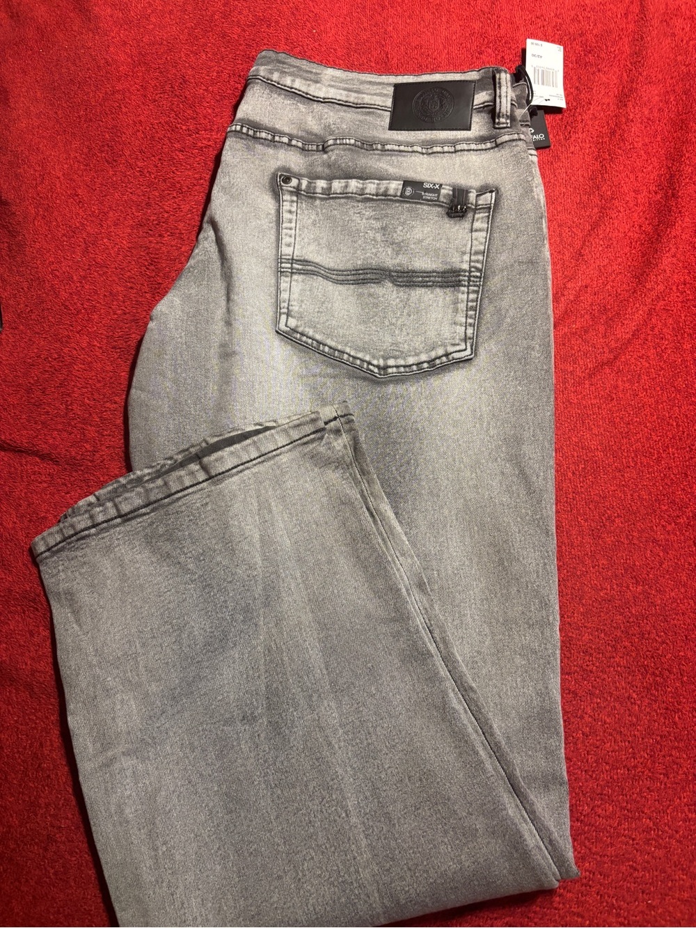 Buffalo David Men's Gray Washed Jeans - Classic Straight stretch Six-X New 42x30